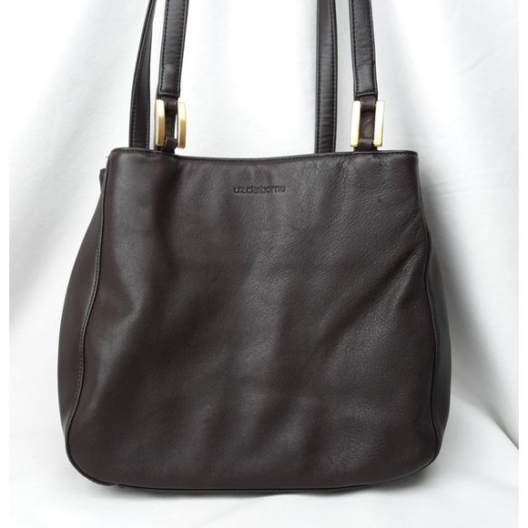 Leather Co Liz Claiborne Grandmacore Shoulder Bag Purse Dark Brown Leather 80s - Picture 2 of 14